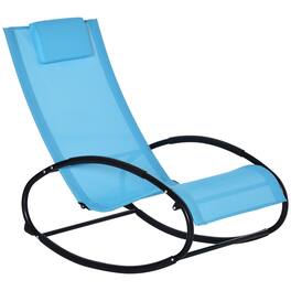 Outsunny - Pool Lounger, Outdoor Rocking Lounge Chair for Sunbathing, Pool, Beach, Porch with Pillow and Cool Mesh - Sky Blue