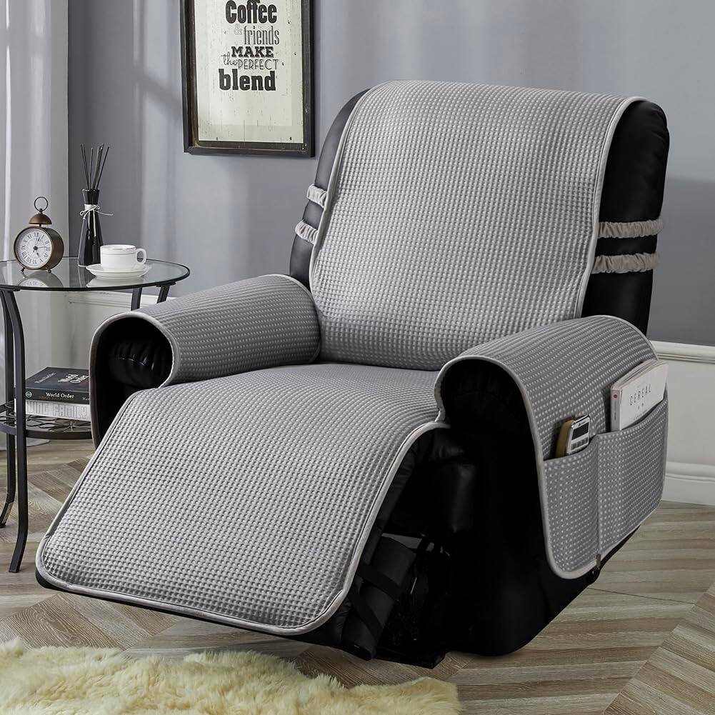 Fabibe - Recliner Chair Cover, True Cooling Recliner Slipcover, Stay in Place (Grey, Recliner 23" Regular) - Grey Recliner 23" Regular
