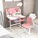 Alt View 1. Costway - Costway Kid's Study Desk & Chair Set with Tilt Desktop, Pen Holder & Tray, Reading Stand - Pink.