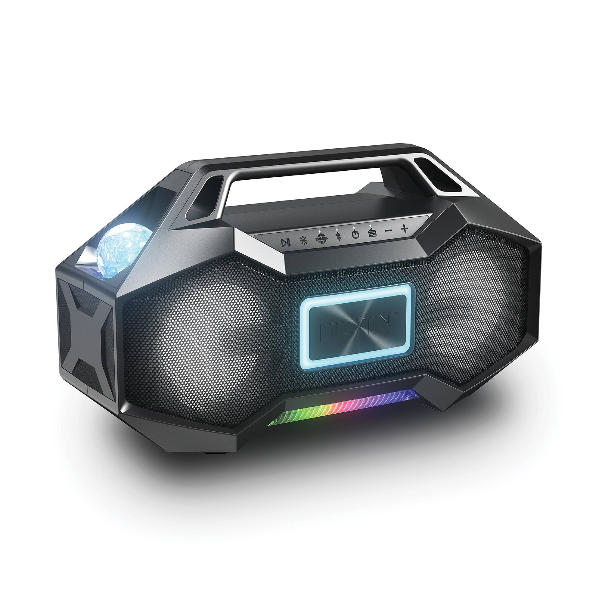 Left. ION Audio - Party Rocker Go high-Power Boombox with Party Starter Lights - Black.