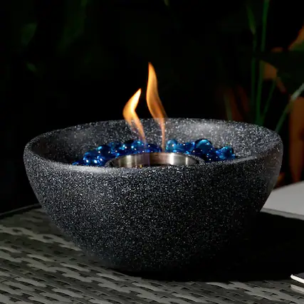 Front. Siljoy - Tabletop Fire Pit Black Table Top Fire Bowl Outdoor Indoor Portable Ethanol Fireplace Alcohol Fire Pot.