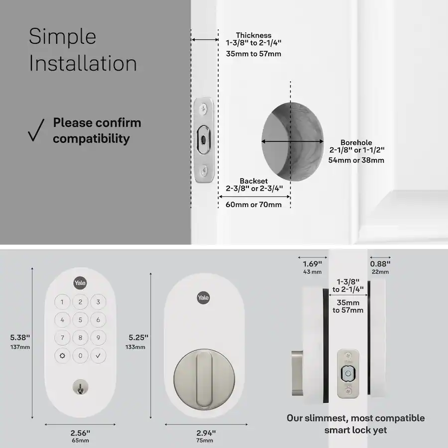 Yale Smart Lock with Matter, Designed for Google Home; Electronic