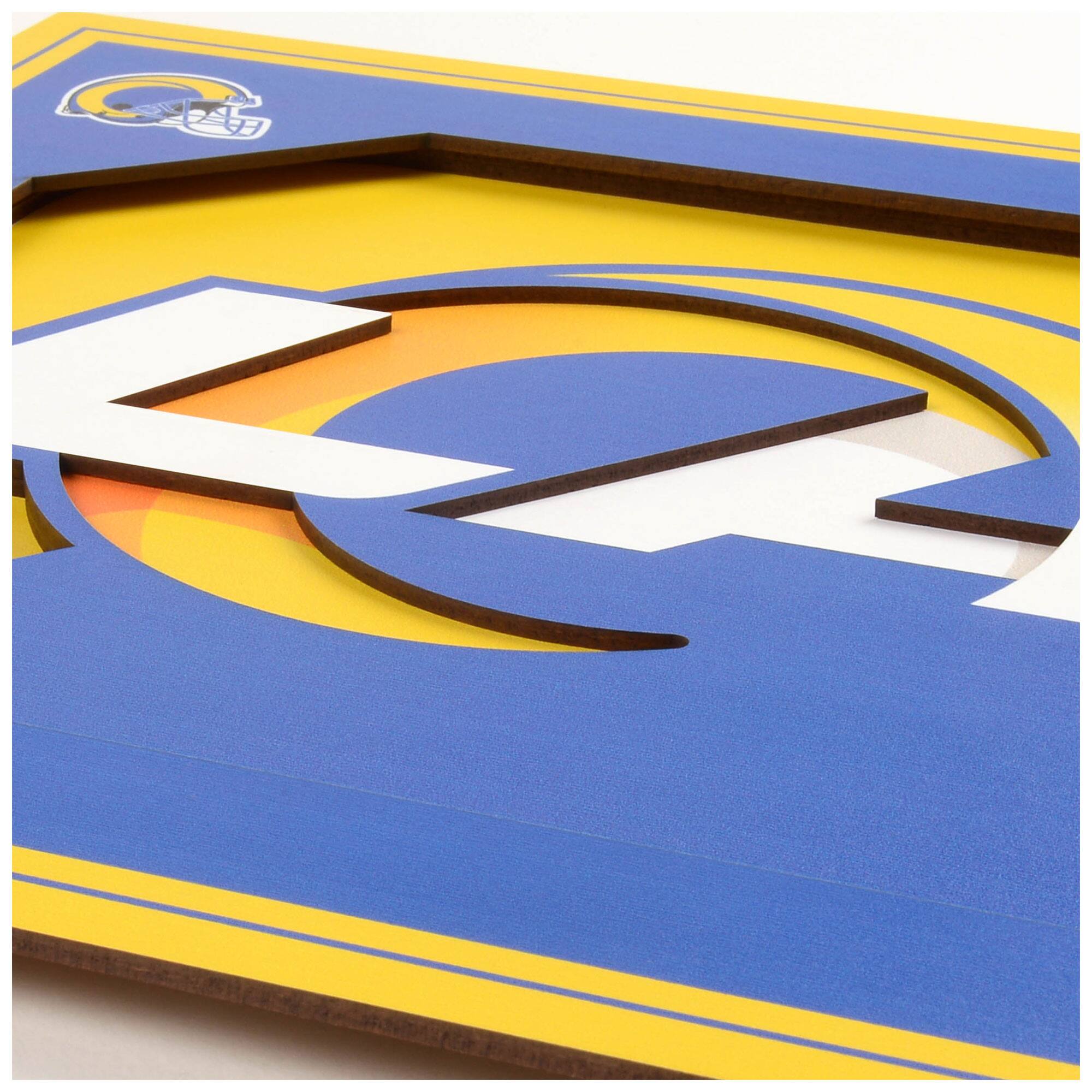 Alt View 1. YouTheFan - Los Angeles Rams 12'' x 12'' 3D Logo Wall Art - Multicolor.