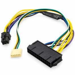 Sanoxy - 11.8in 24-Pin to 6-Pin ATX Power Supply Adapter Cable for Small Form Factor Desktops - Black