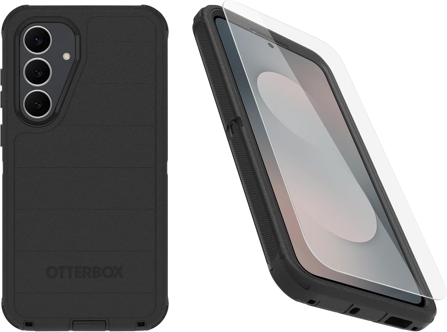 Front. OtterBox - OtterBox Galaxy S25 FE (Only) Bundle: Defender Series Case & Screen Protector - Tough - Rugged & Durable - Multi-Layer - Black.