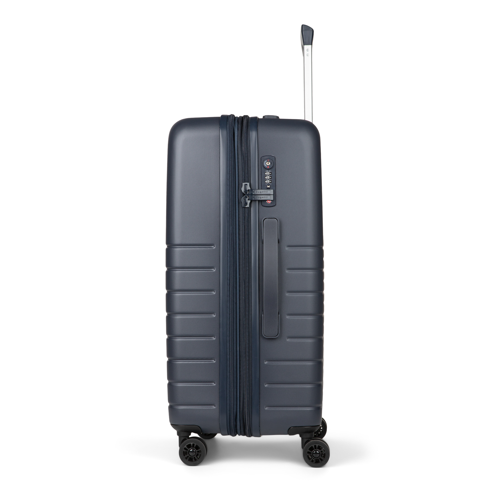 Left View: Bugatti - Moscow 27" Expandable Spinner Suitcase - Silver