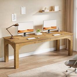 Tribesigns - Office Computer Desk with Solid Wood Construction, for Computer Work, Writing and Study in Home Offices - Light Brown