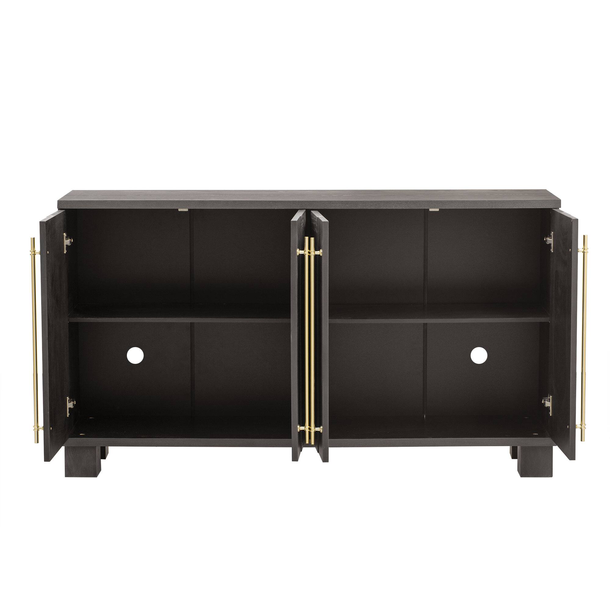 Alt View 7. Forest'nSky - Taupe Sideboard Buffet Cabinet with Adjustable Shelves and Gold Handles for Kitchen - Taupe.