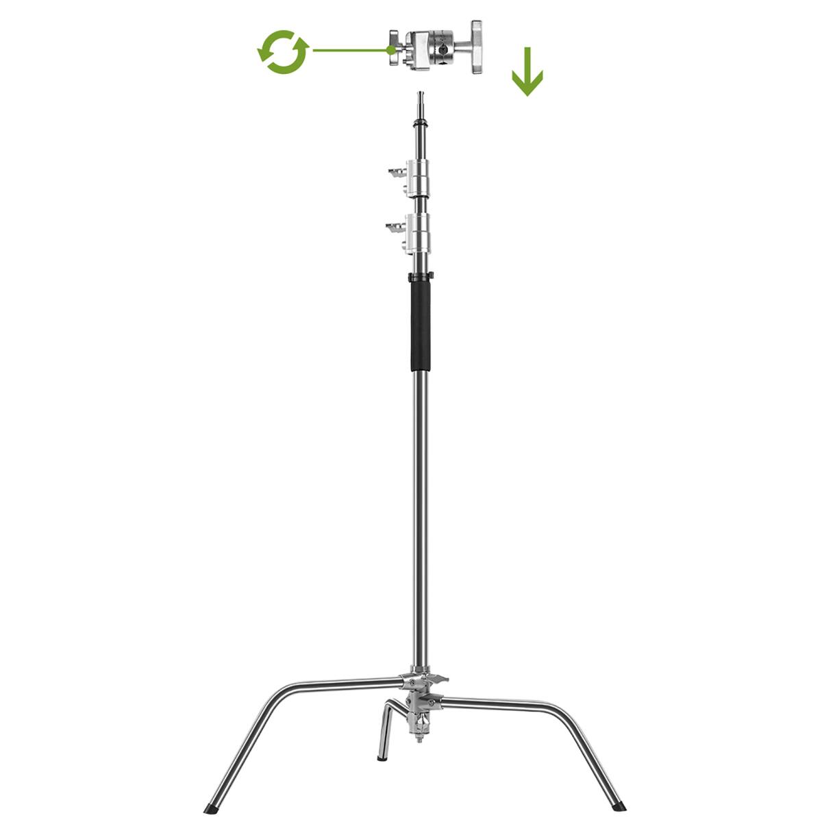 Alt View 2. GVM - GVM C330 10.5' Turtle Base C-Stand and Grip Arm Kit, Chrome.