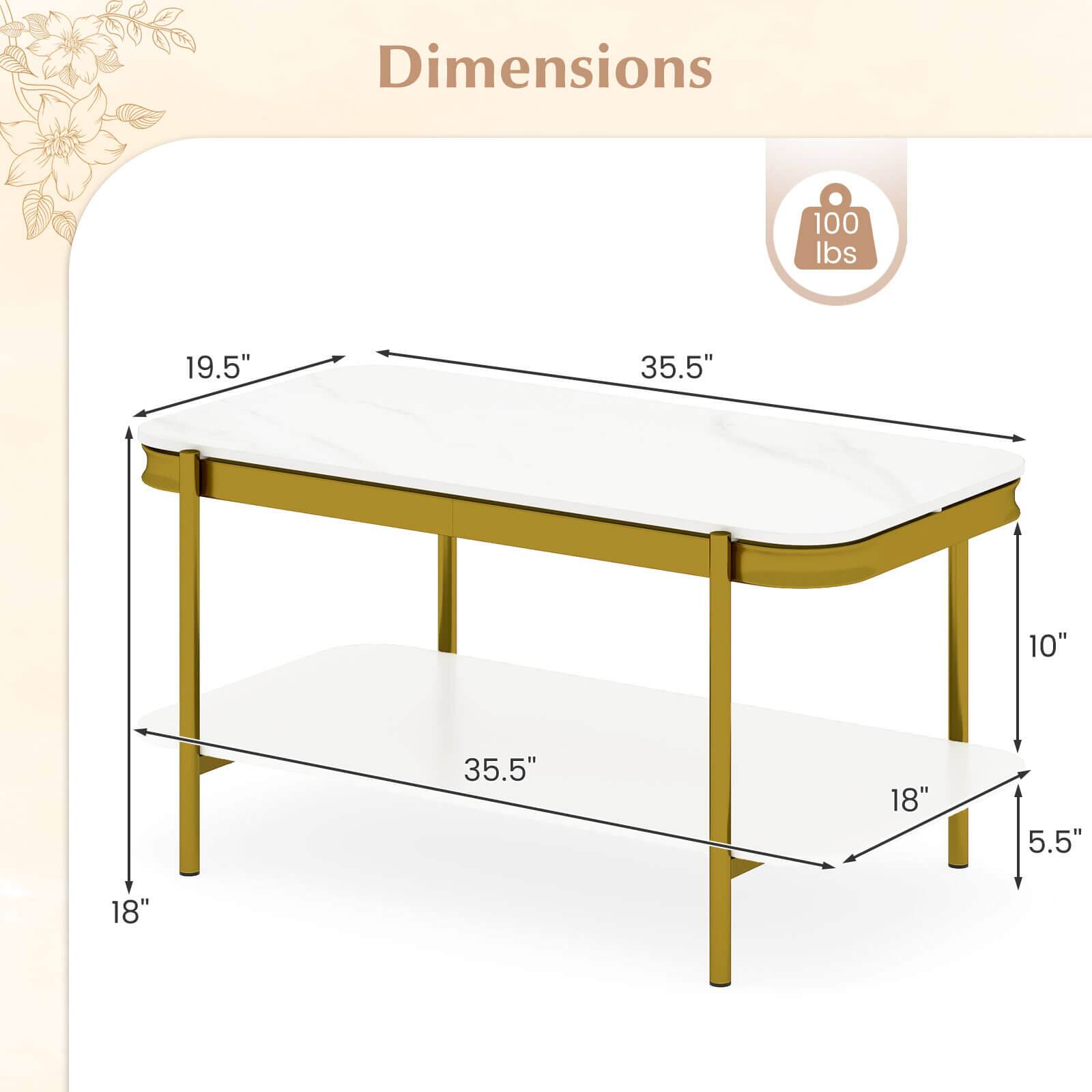 Dimensions: 100 lbs, 19.5", 35.5", 10", 35.5", 18", 5.5", 18"