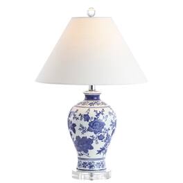 Jonathan Y - Song 21.5" Ceramic/Crystal Chinoiserie Floral LED Table Lamp - Blue/White