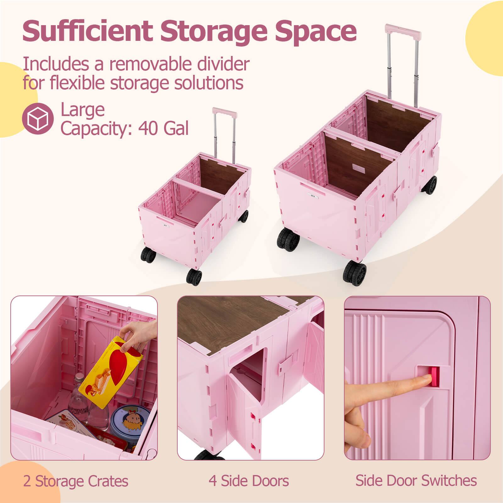 Sufficient Storage Space

Includes a removable divider for flexible storage solutions

Large Capacity: 40 Gal

2 Storage Crates

4 Side Doors

Side Door Switches