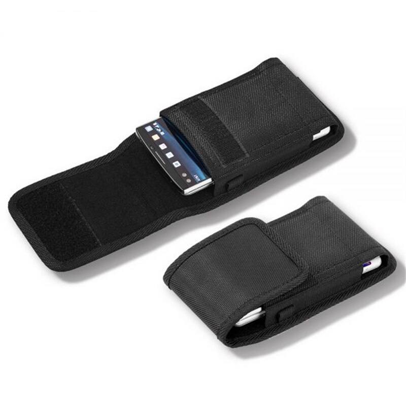 Alt View 2. LUXMO - LUXMO Medium Vertical Universal Nylon Phone Holster - Black - Black.