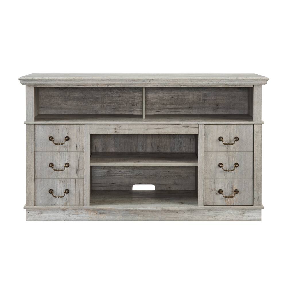 Left. Dexmalle - Dexmalle Traditional TV Media Stand Farmhouse Rustic Entertainment Console - Gray.