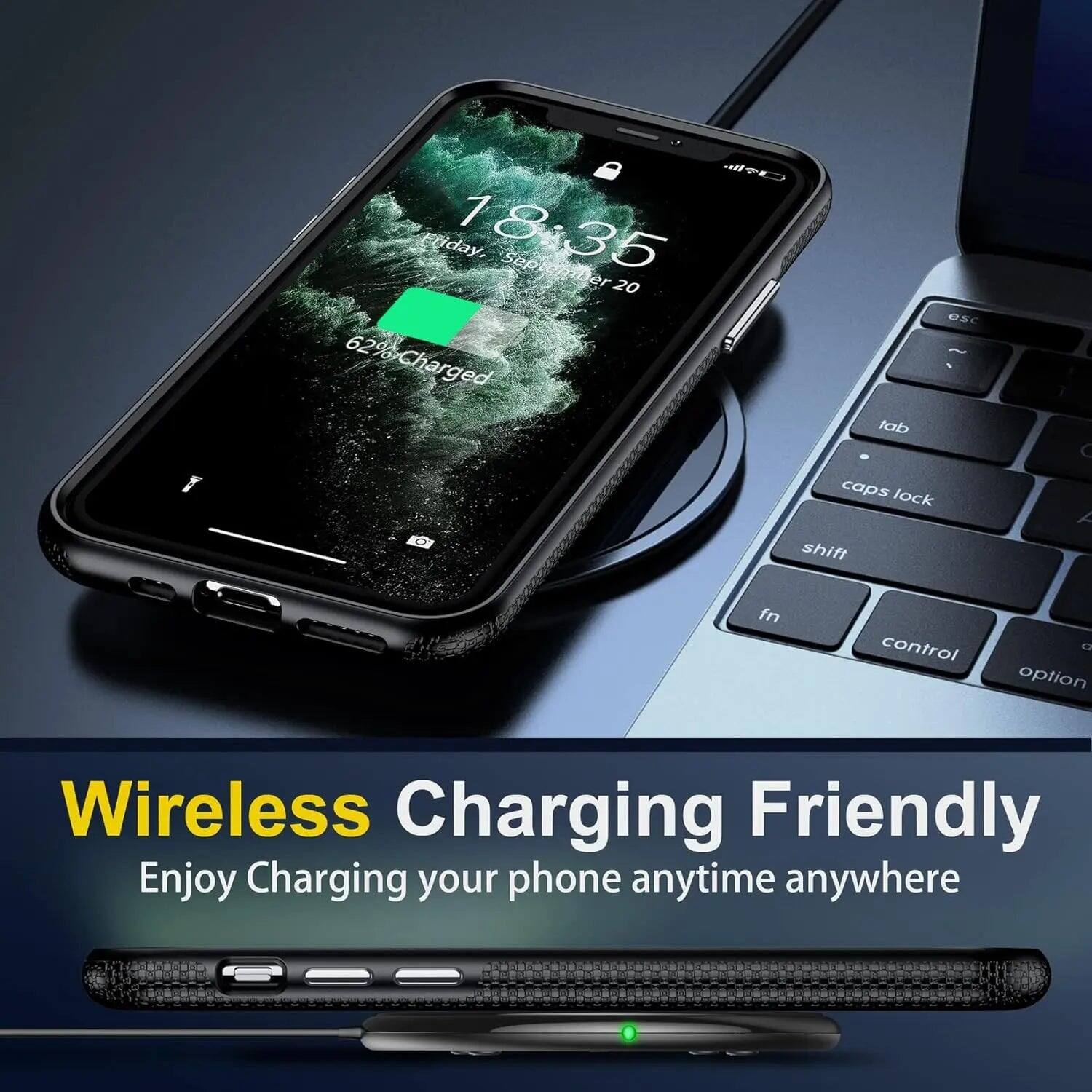 A Friday, 18:35 September 20 62% Charged tab caps lock shift (2 fn control Q option

Wireless Charging Friendly
Enjoy Charging your phone anytime anywhere