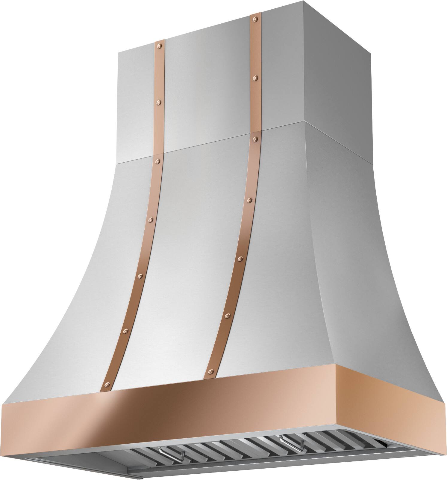 Angle. Zephyr - Banding Kit Trim for Zephyr Alto Duct Cover CHAL36ASX, CHAL48ASX, DC23612AS, DC24812AS - Polished Copper.