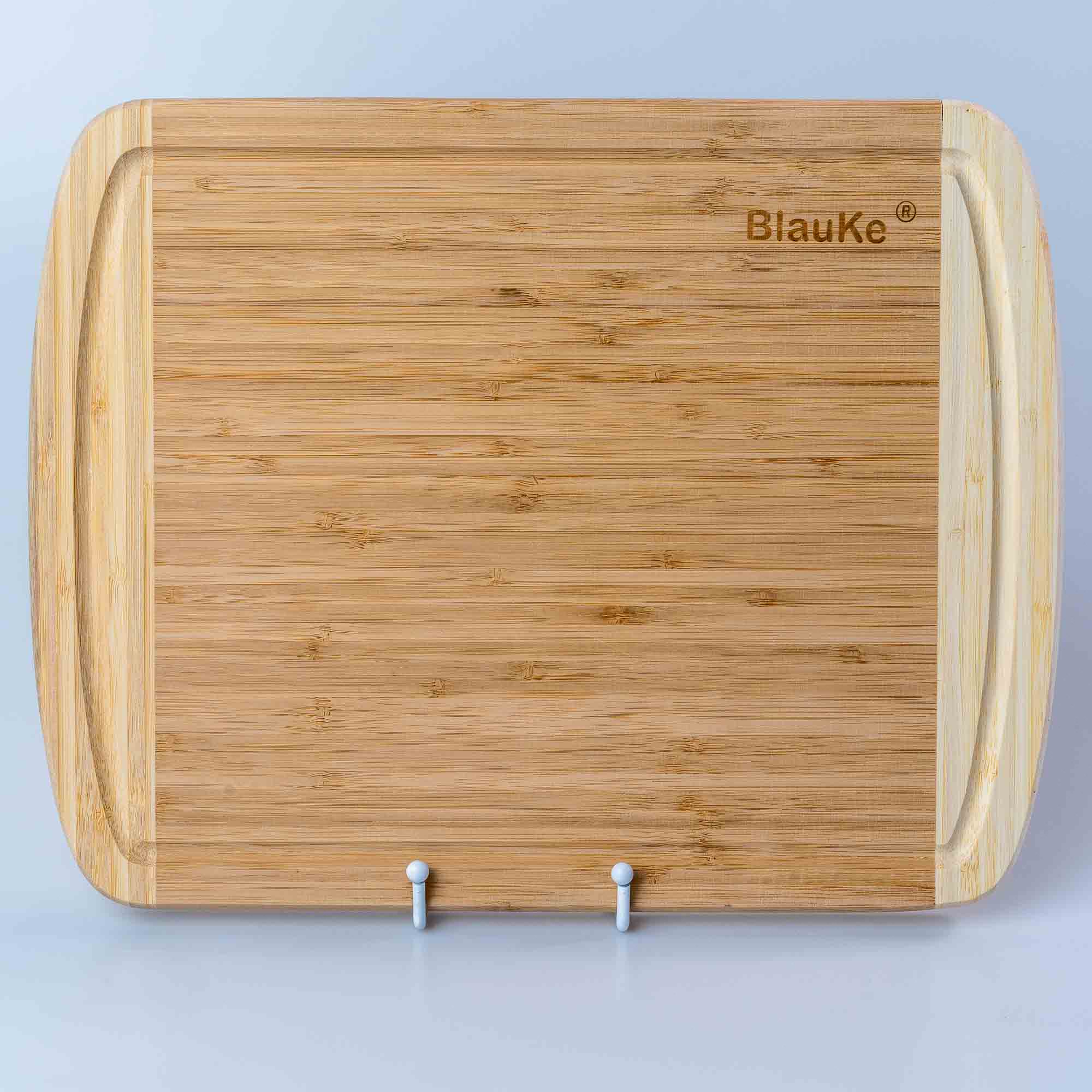 Alt View 7. BlauKe - Large Wood Cutting Board for Kitchen 14x11 inch - Bamboo Chopping Board with Juice Groove - Wooden Serving Tray - Beige.