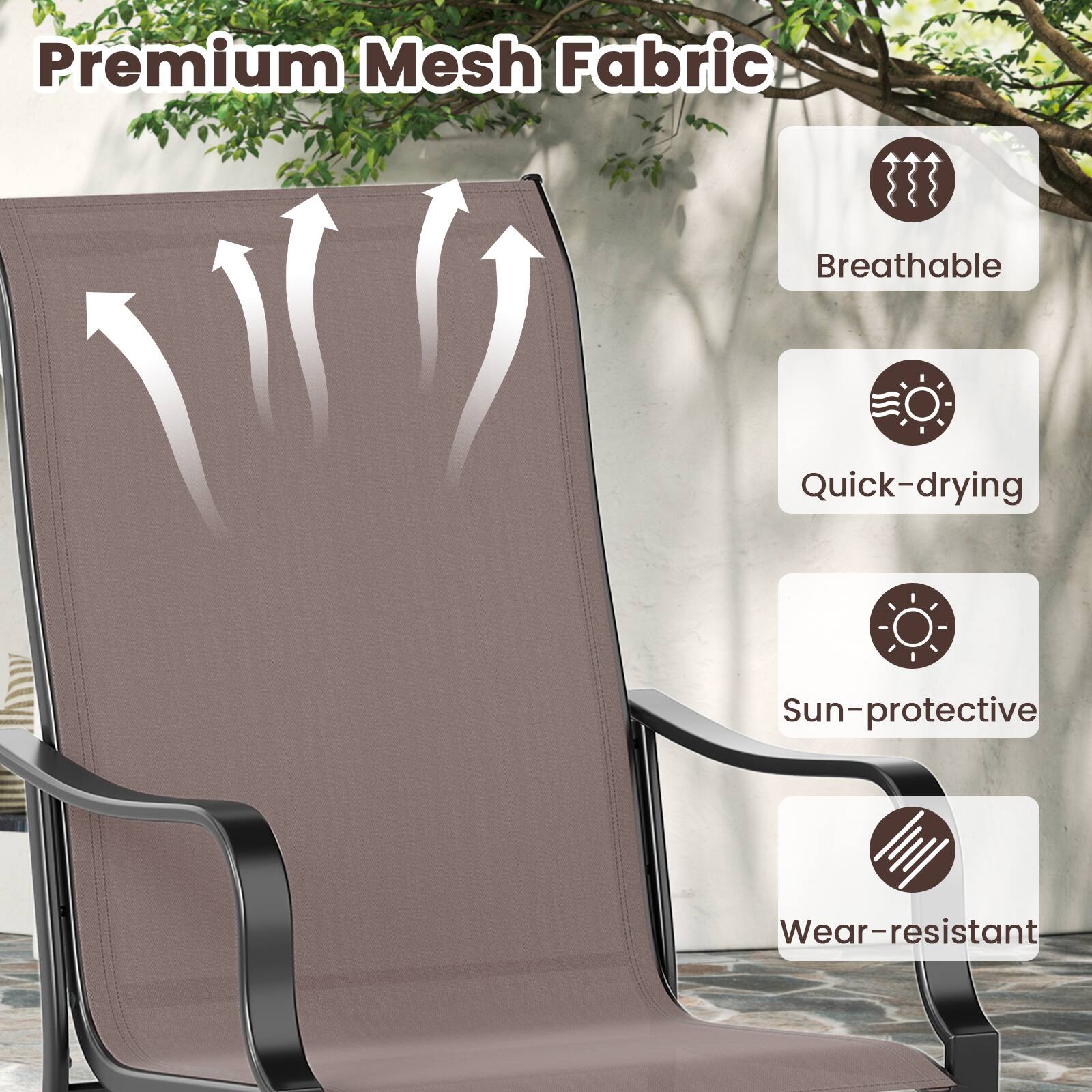 Premium Mesh Fabric

- Breathable
- Quick-drying
- Sun-protective
- Wear-resistant