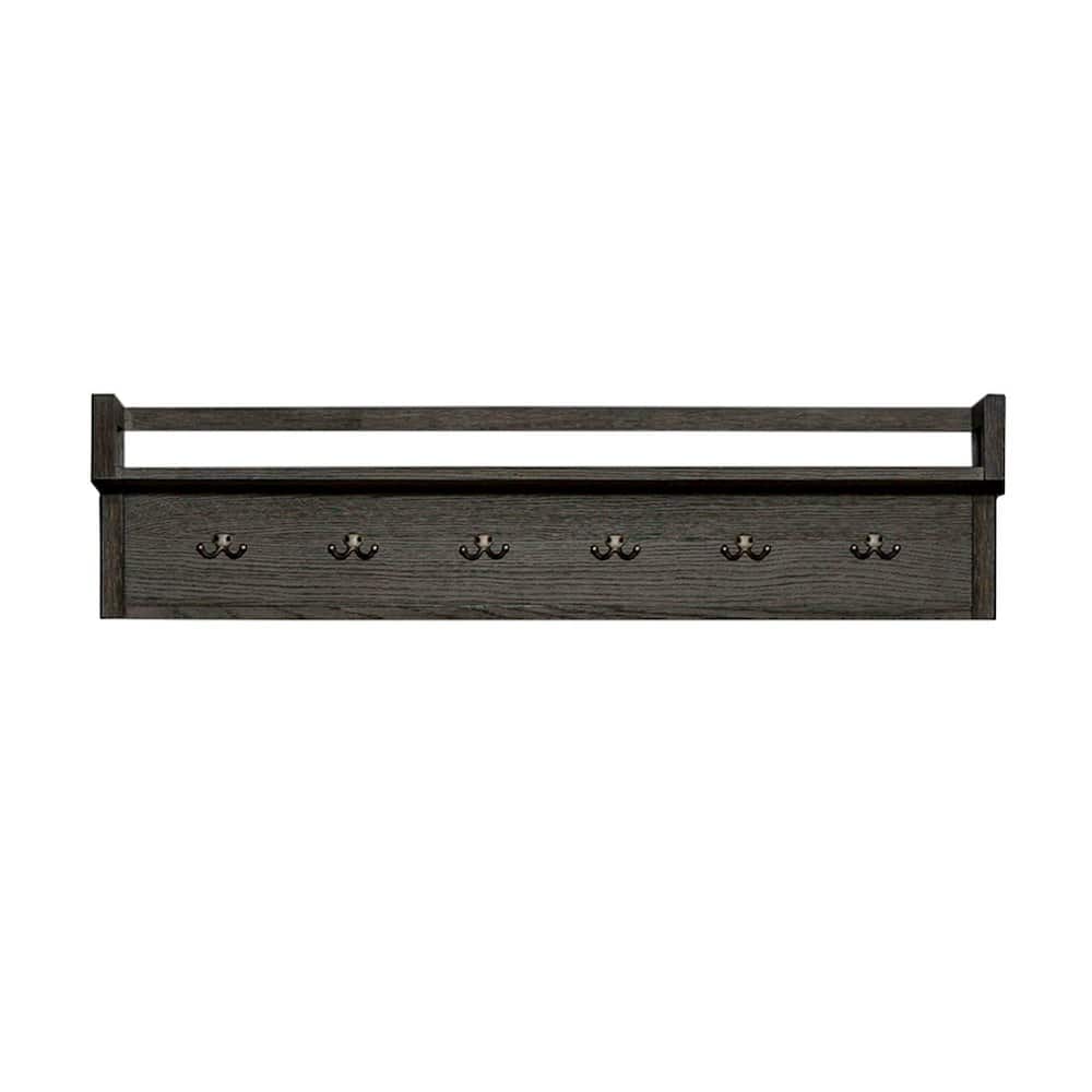 Liberty Furniture Industries - Mill Creek Wall Bridge with 6 Double Hanging Hooks - Oak Wood - Peppercorn