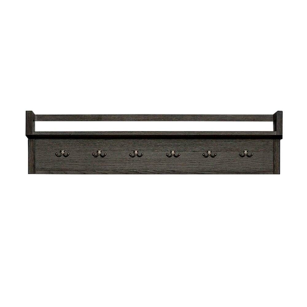 Front. Liberty Furniture Industries - Mill Creek Wall Bridge with 6 Double Hanging Hooks - Peppercorn Oak Wood - Peppercorn.