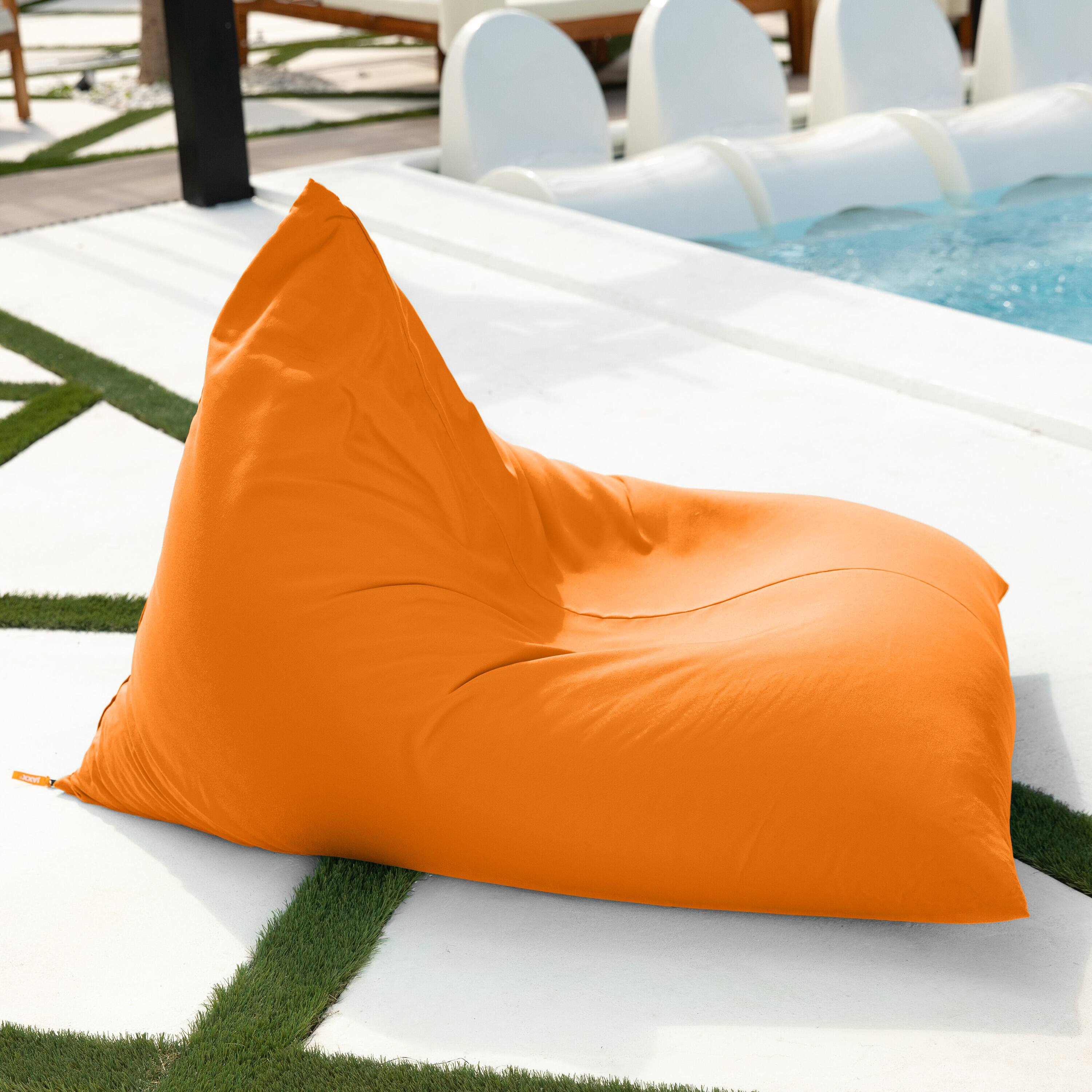 Back. Jaxx - Jaxx Twist Outdoor Bean Bag Chair, Tangerine - Sunbrella Tangerine.