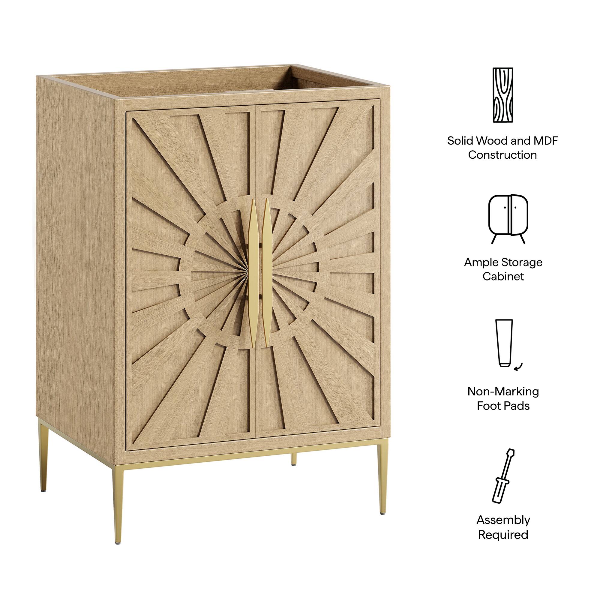 Solid Wood and MDF Construction  
Ample Storage Cabinet  
Non-Marking Foot Pads  
Assembly Required