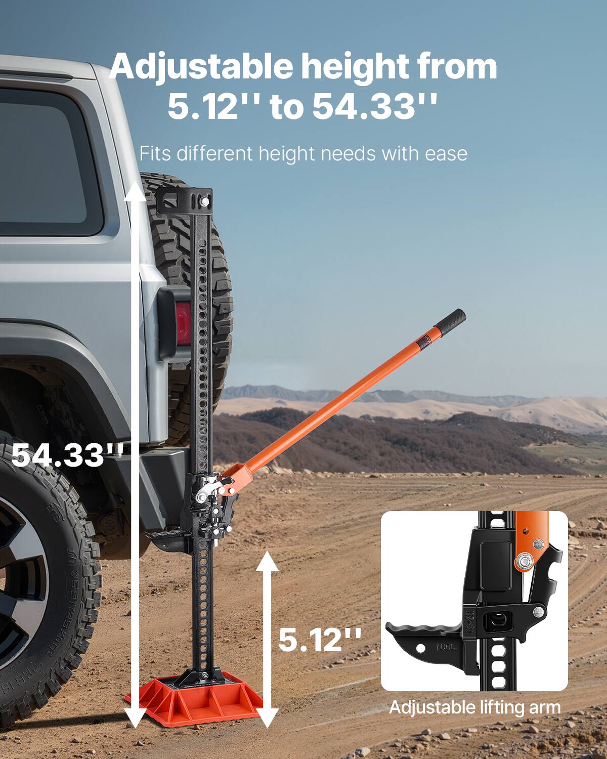 Adjustable height from 5.12" to 54.33"
Fits different height needs with ease

54.33"
5.12"

Adjustable lifting arm