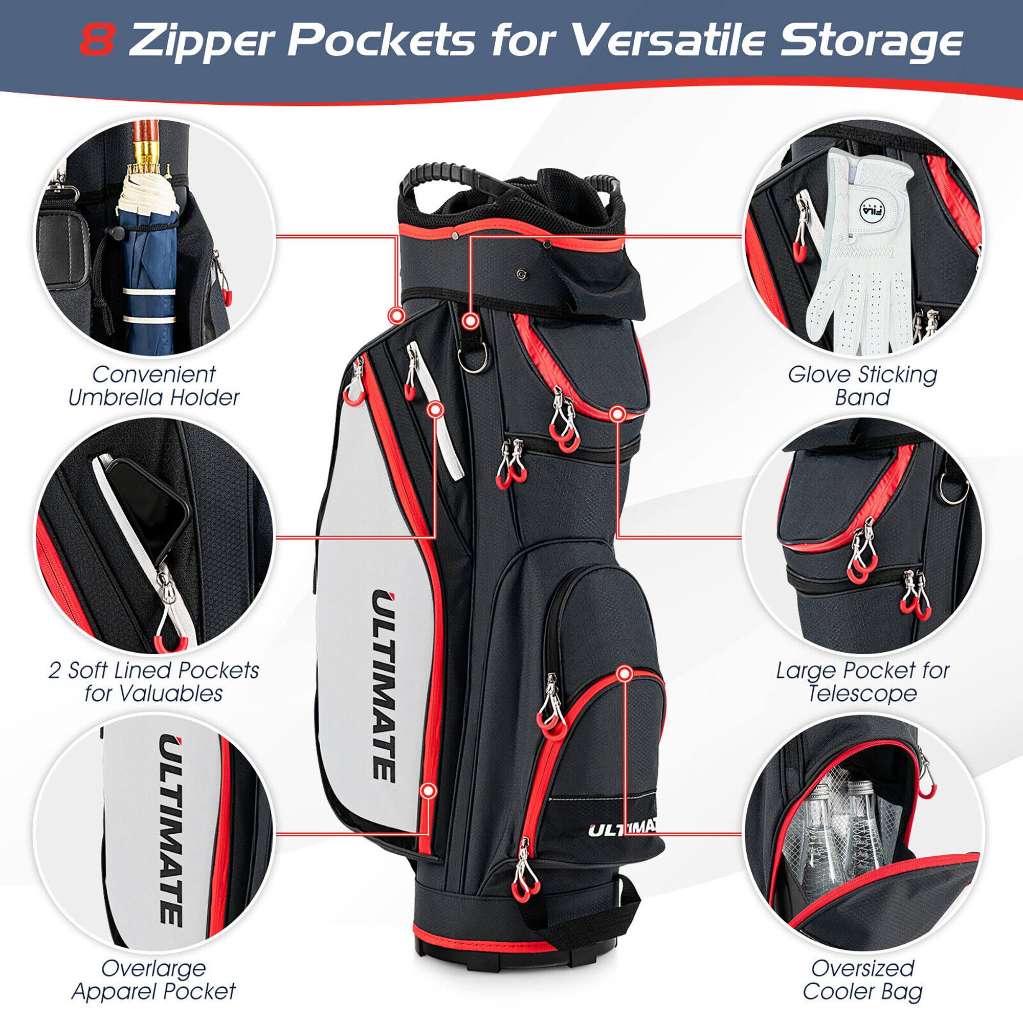 8 Zipper Pockets for Versatile Storage

- Convenient Umbrella Holder
- Glove Sticking Band
- 2 Soft Lined Pockets for Valuables
- Overlarge Apparel Pocket
- Large Pocket for Telescope
- Oversized Cooler Bag