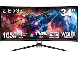 Z Z-Edge - UG34 34" UWQHD 3440 x 1440 Ultra Wide 21:9 165Hz 1ms 2K Curved Gaming Monitor - Black