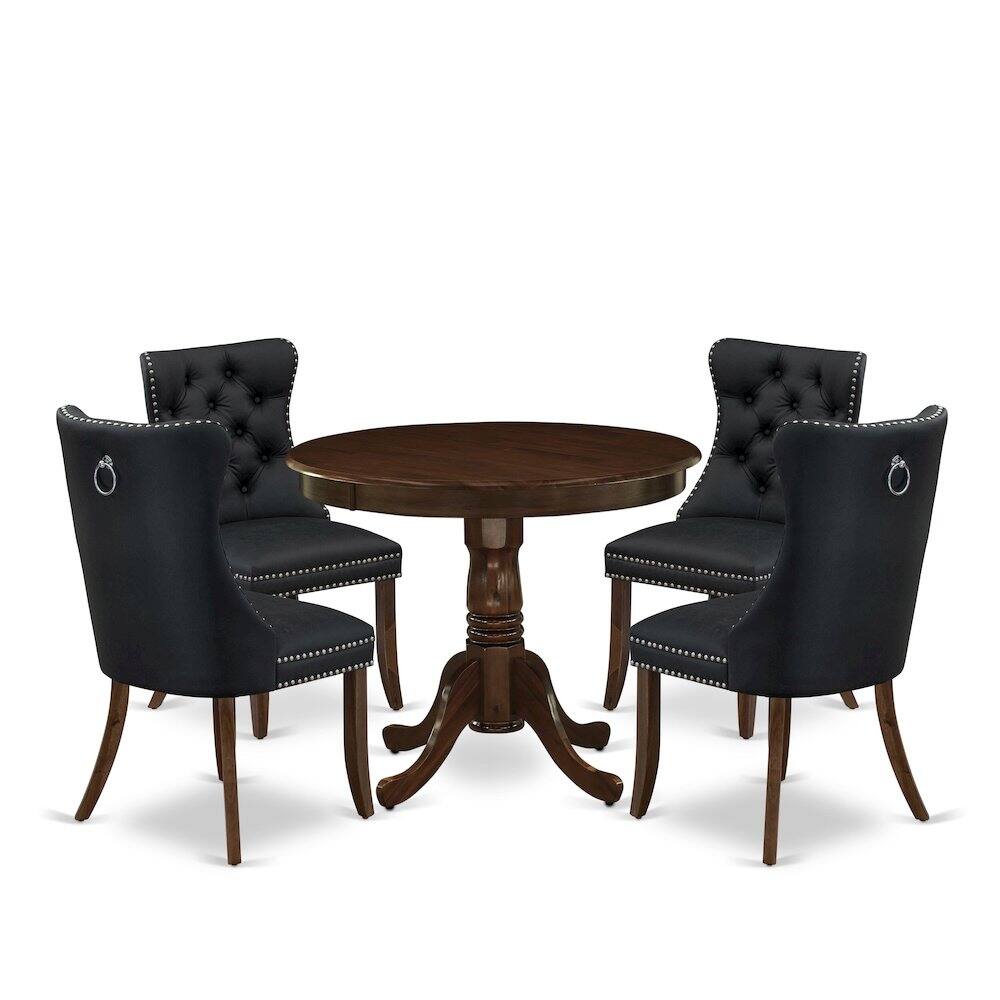 Angle. East West Furniture - 5 Piece Kitchen Table Set - Brown.