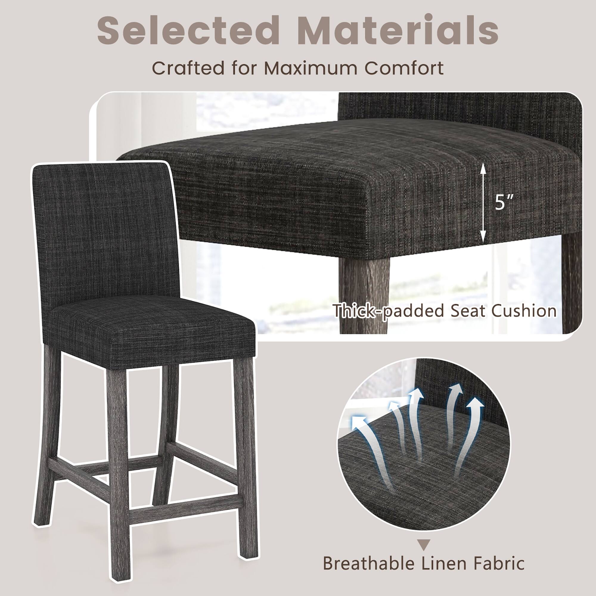 Selected Materials
Crafted for Maximum Comfort
5"
Thick-padded Seat Cushion
Breathable Linen Fabric