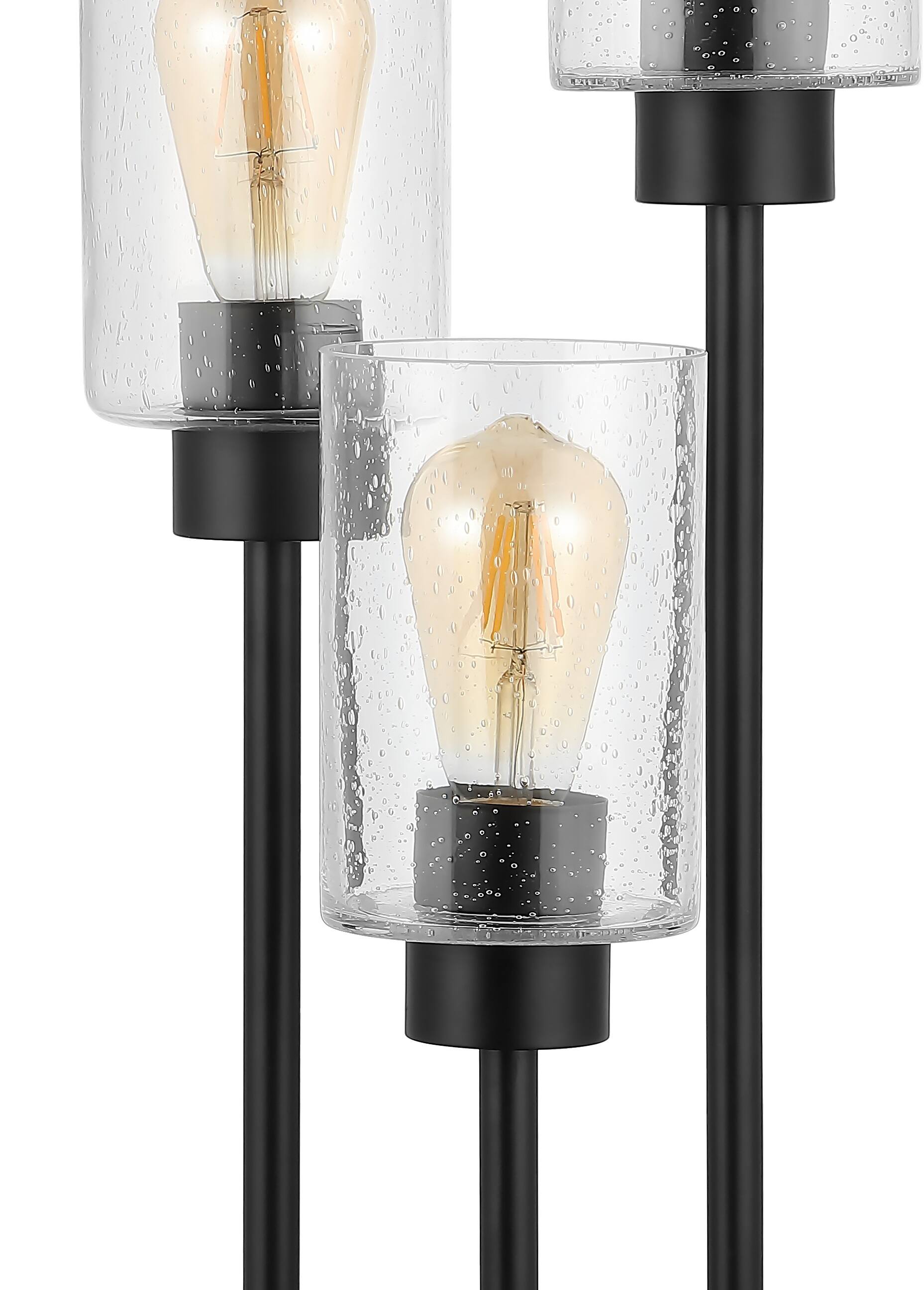 Alt View 3. Jonathan Y - Axel 20.5" 3-Light Modern Contemporary Metal/Seeded Glass Cluster LED Table Lamp, Black - Black.