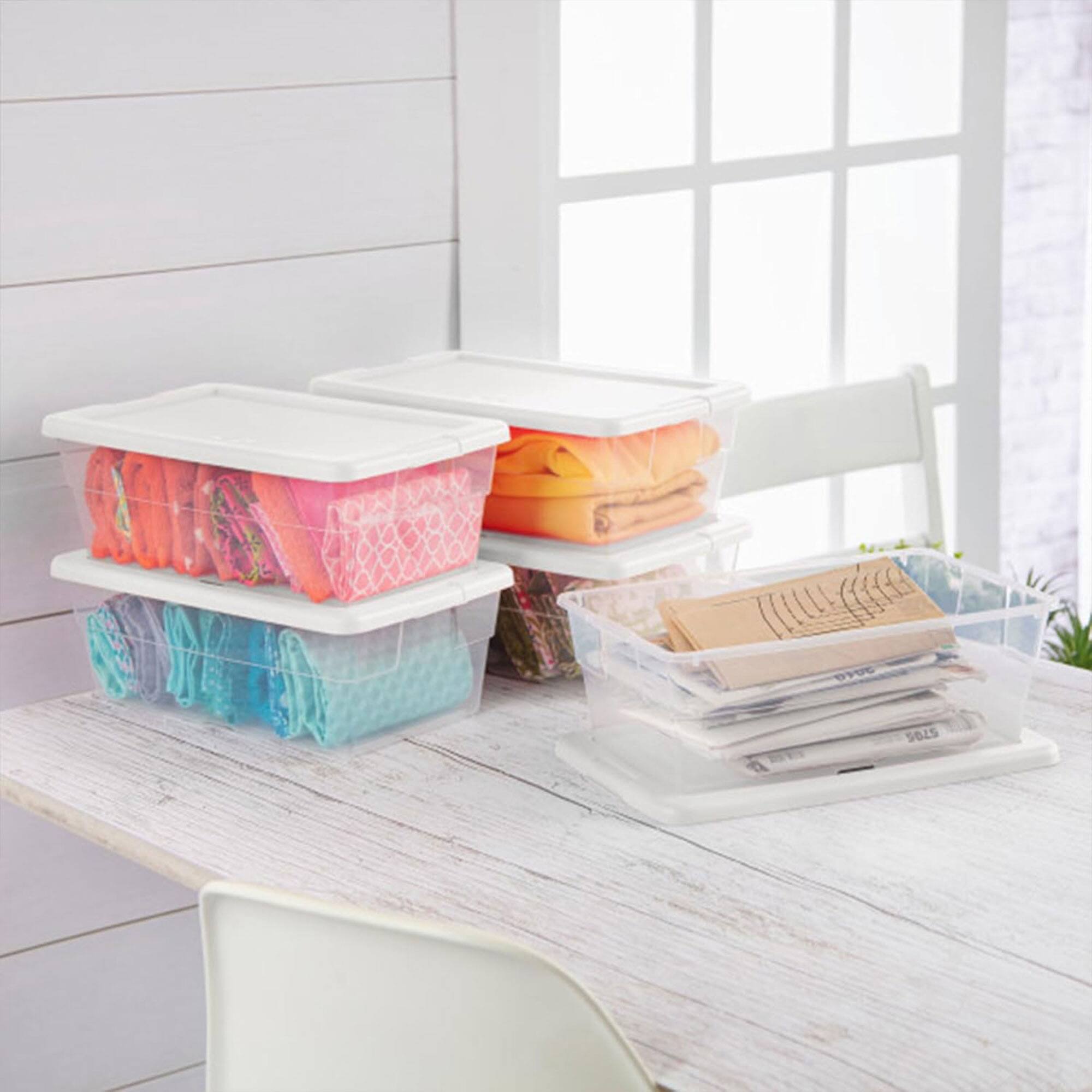Alt View 3. Sterilite - Sterilite 6 Qt Storage Box, Stackable Plastic Container, Home Organizer, 24 Pack - White.