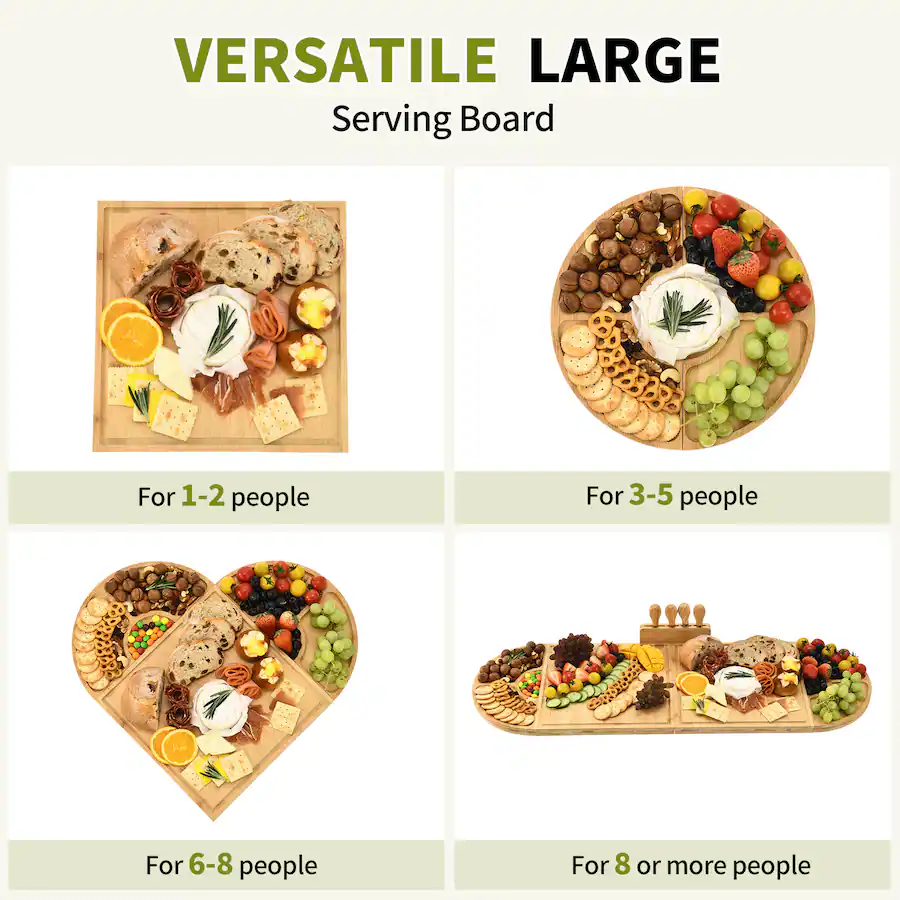 Unique Bargains Charcuterie Boards & Knife Set, 4 in 1 Long & Round ...
