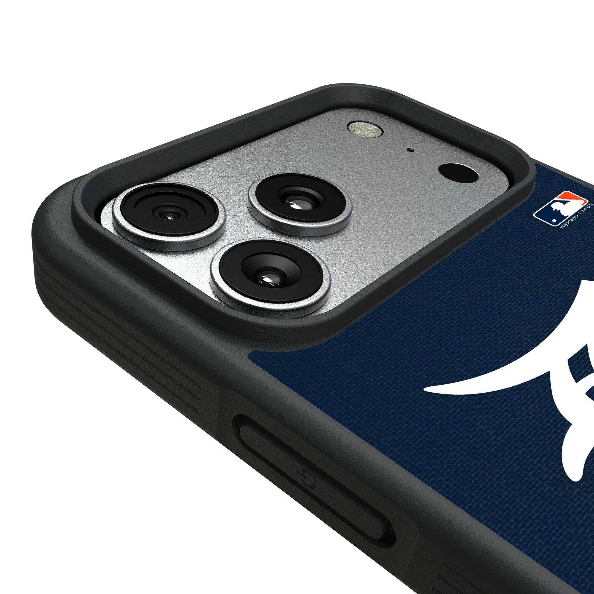 Alt View 2. Keyscaper - Detroit Tigers iPhone Solid Design Bump Case - 15 Plus - Multicolor.
