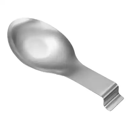 Front. Unique Bargains - Spoon Rest, 10.2x3.7" Stainless Steel Holder Heat Resistant with Hook for Kitchen Counter Stove Top - Silver.
