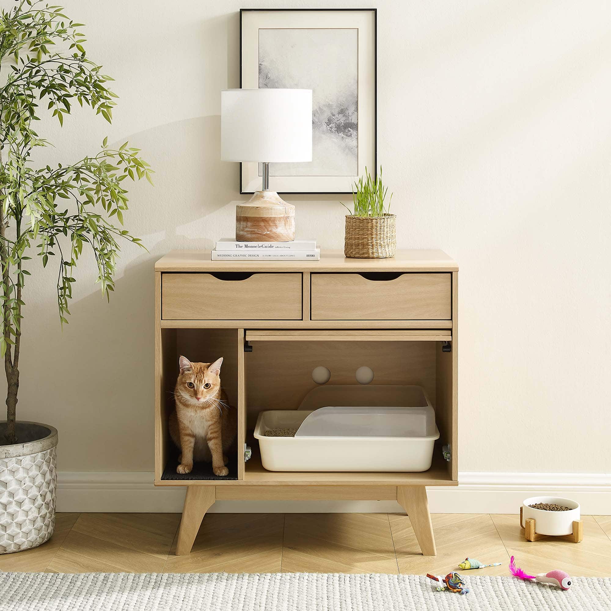 Render Cat Cabinet by Modway - Oak