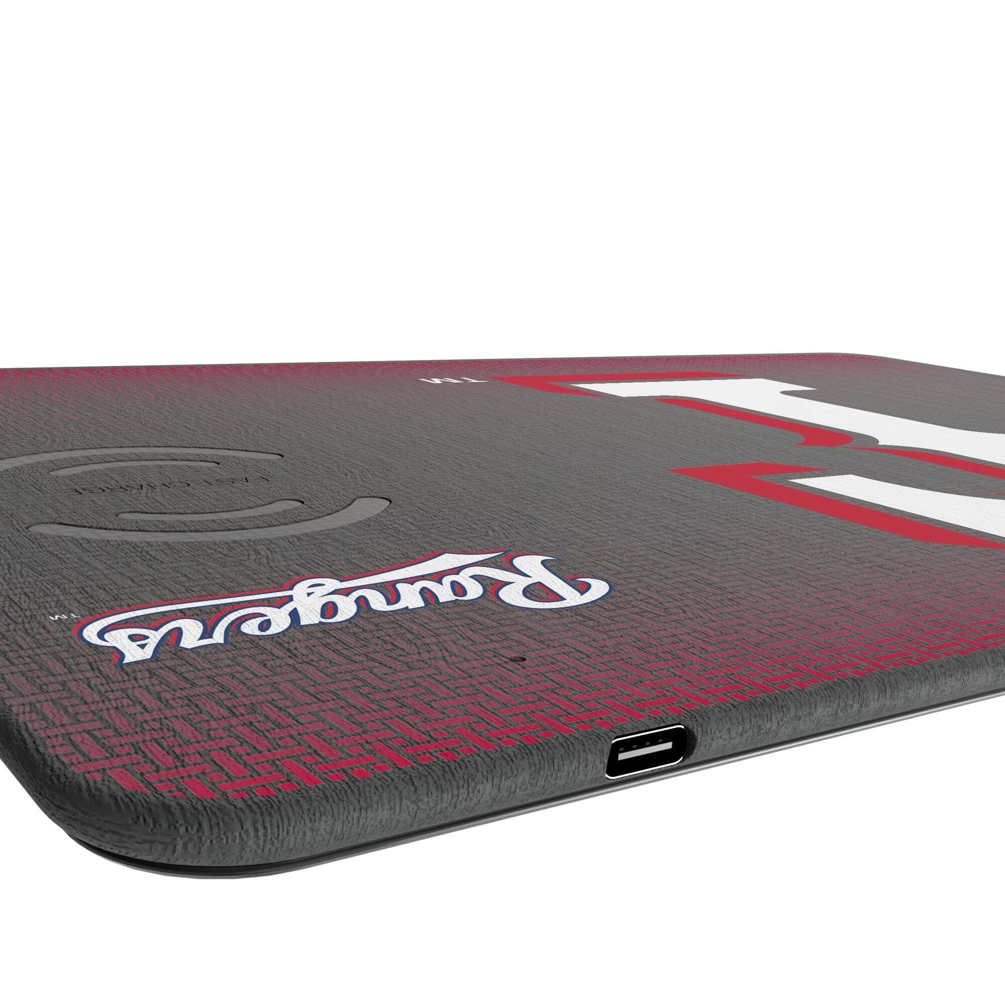 Alt View 2. Keyscaper - Texas Rangers Linen Print Wireless Charger & Mouse Pad - Black.