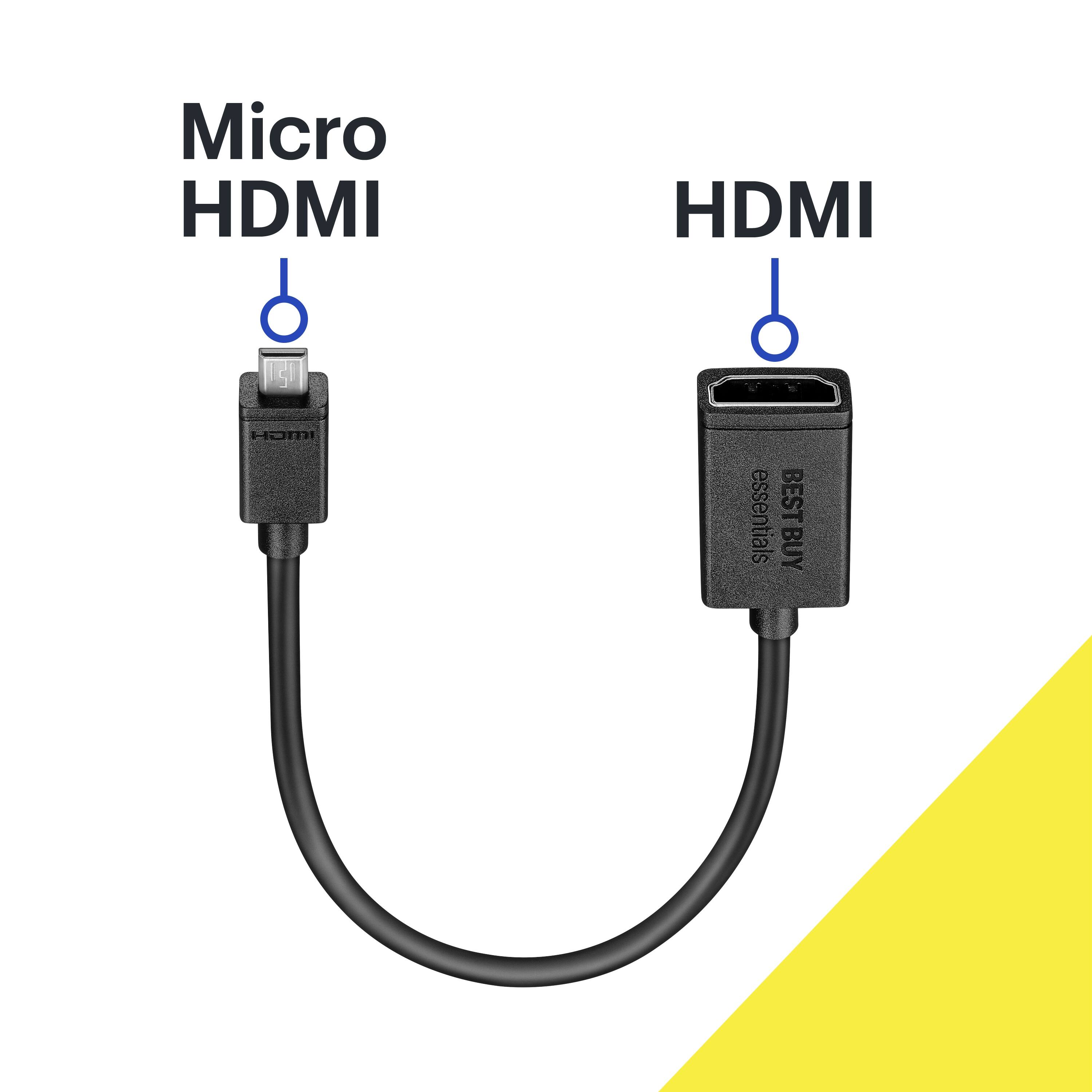 Micro HDMI and HDMI are both types of cables used for connecting electronic devices. The Micro HDMI cable is smaller and more compact than the standard HDMI cable, making it ideal for use with portable devices such as smartphones and tablets. The HDMI cable, on the other hand, is designed for use with larger devices like TVs and gaming consoles. Both cables are available at Best Buy, a popular electronics retailer.