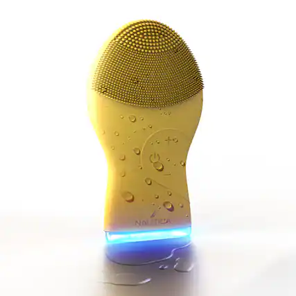 Front. Nautica - Nautica Sonic PC120 Facial Cleansing Brush Made with Soft Silicone, Waterproof, Rechargeable Vibrating Face Scrub Brush - Summer Sun.