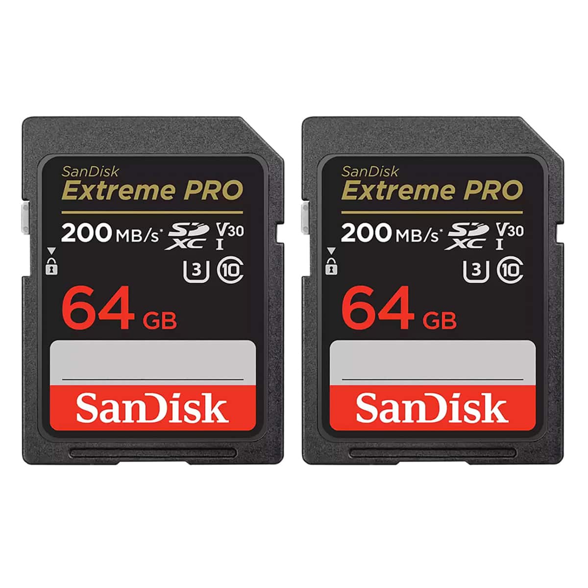 SANDISK - Extreme PRO UHS-I U3 SDXC Memory Card - 64GB, 2-Pack