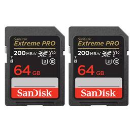 SANDISK - Extreme PRO UHS-I U3 SDXC Memory Card - 64GB, 2-Pack