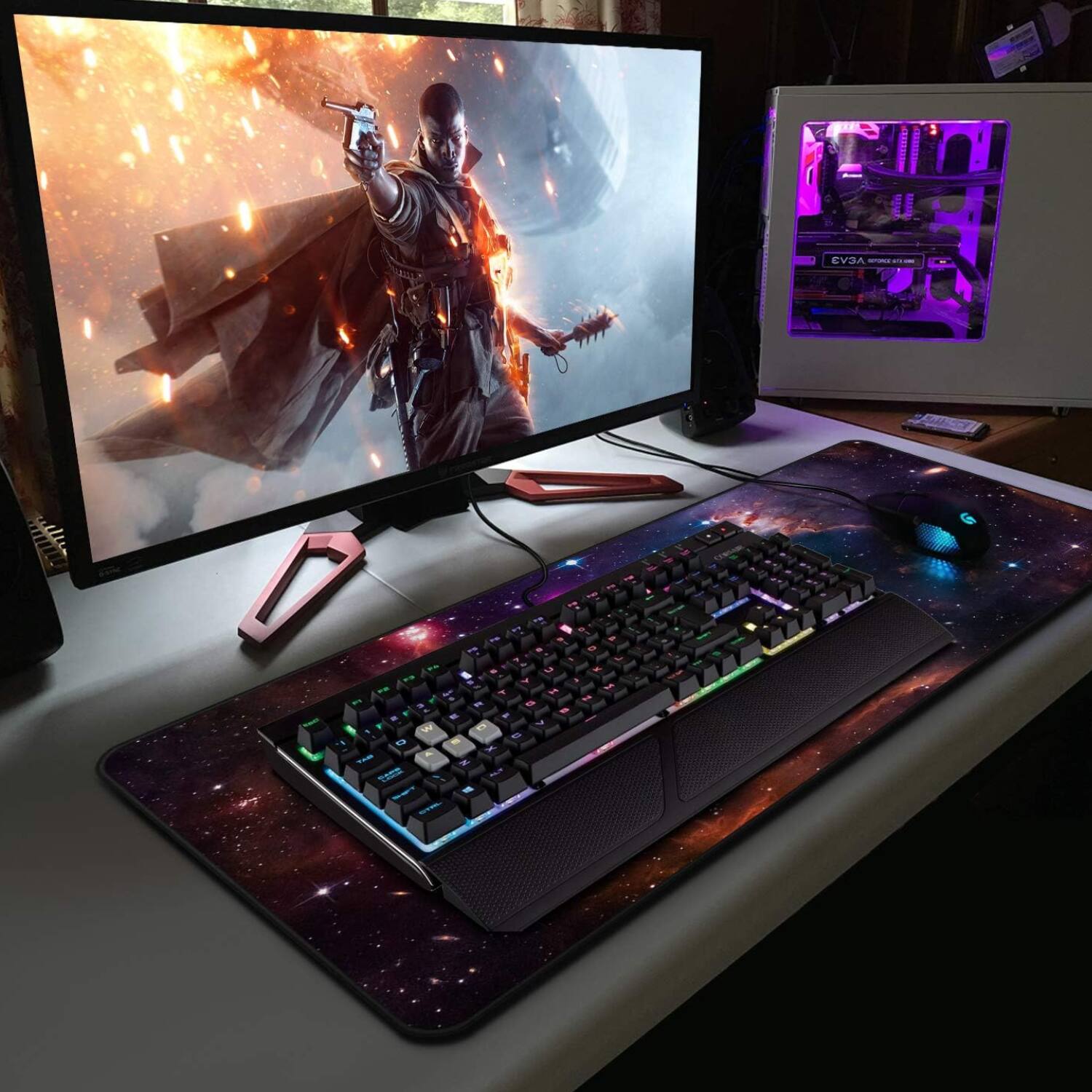Left. Stock Preferred - Galaxy Extended Gaming Mouse Pad - Multicolor.
