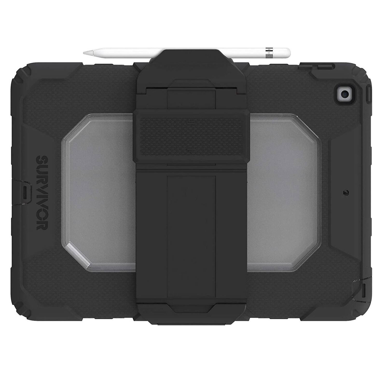 Alt View 4. Griffin - Griffin Survivor All-Terrain Case for Apple iPad 10.2 (9th, 8th, 7th), Detachable Kickstand, Apple Pencil H - Black.