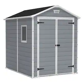 Keter - 213413 Manor 6 X 8 Foot Resin All Weather Outdoor Tool Storage Shed, Grey - Gray