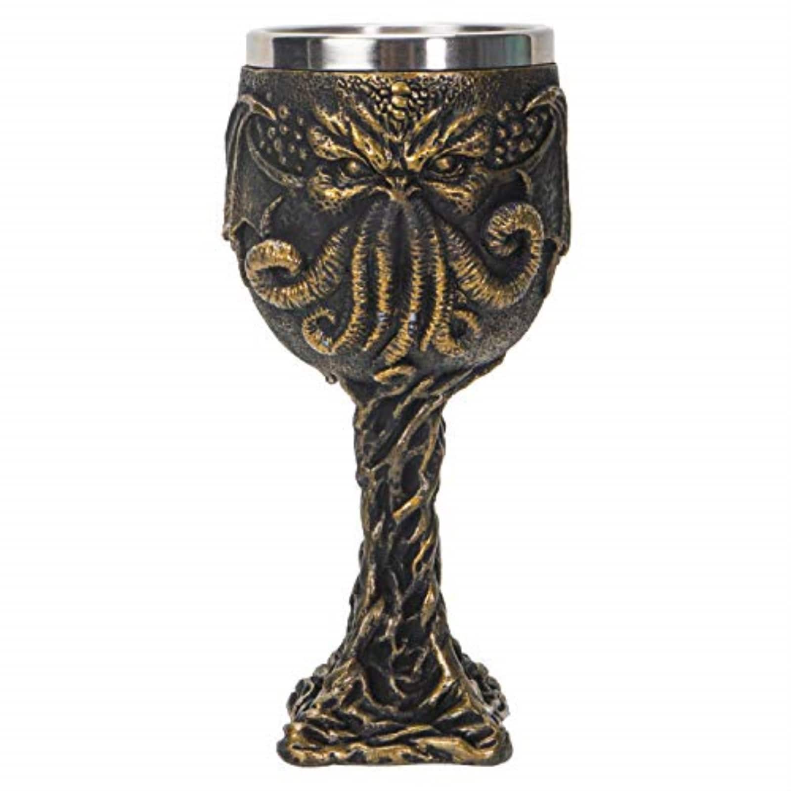 Pacific Trading - The Call of Cthulhu Sea Monster Goblet Wine Chalice Cup Resin Body Stainless Steel Cup 7 ounce - Multicolor