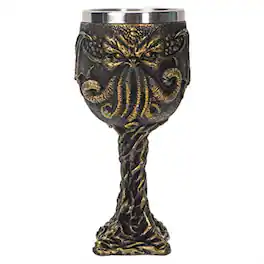 Pacific Trading - The Call of Cthulhu Sea Monster Goblet Wine Chalice Cup Resin Body Stainless Steel Cup 7 ounce - Multicolor