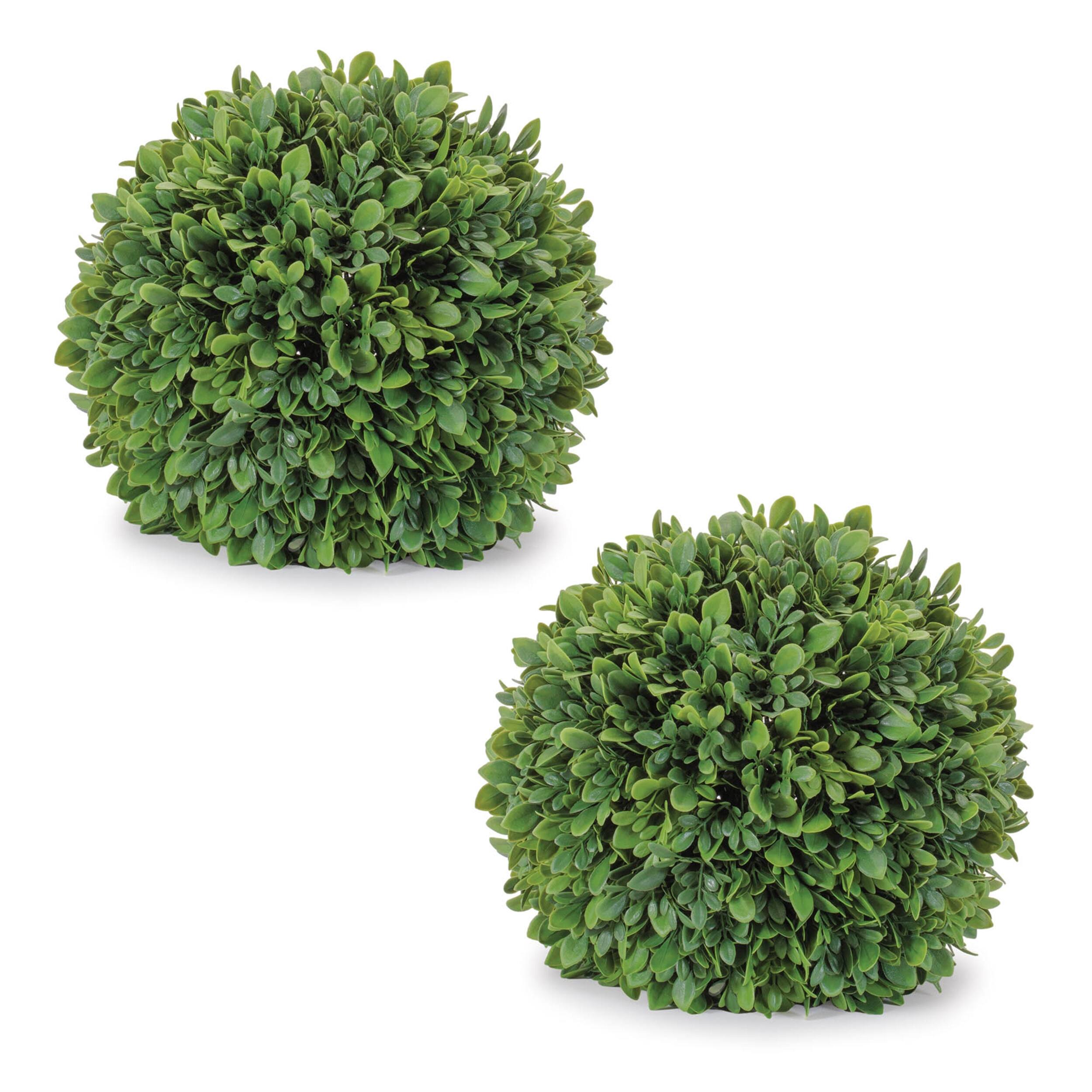 Left. BreeBe - Boxwood Foliage Orb (Set of 2) - Green.