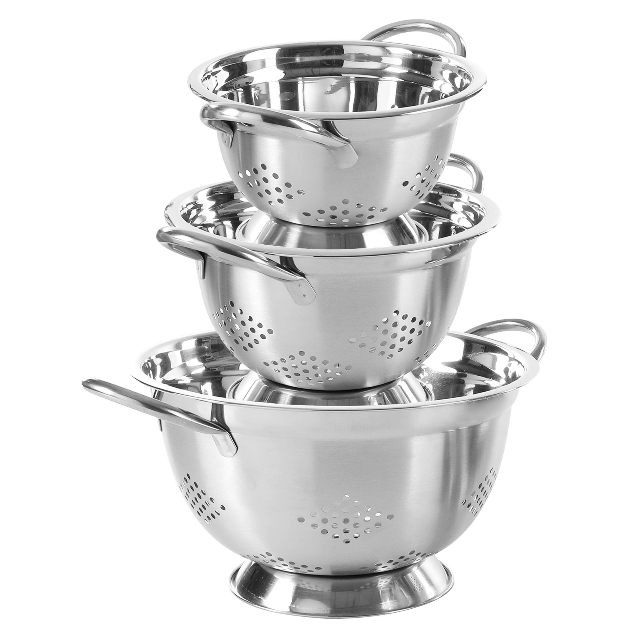 Oster Metaline 3 Piece Stainless Steel Kitchen Colander Set Silver ...