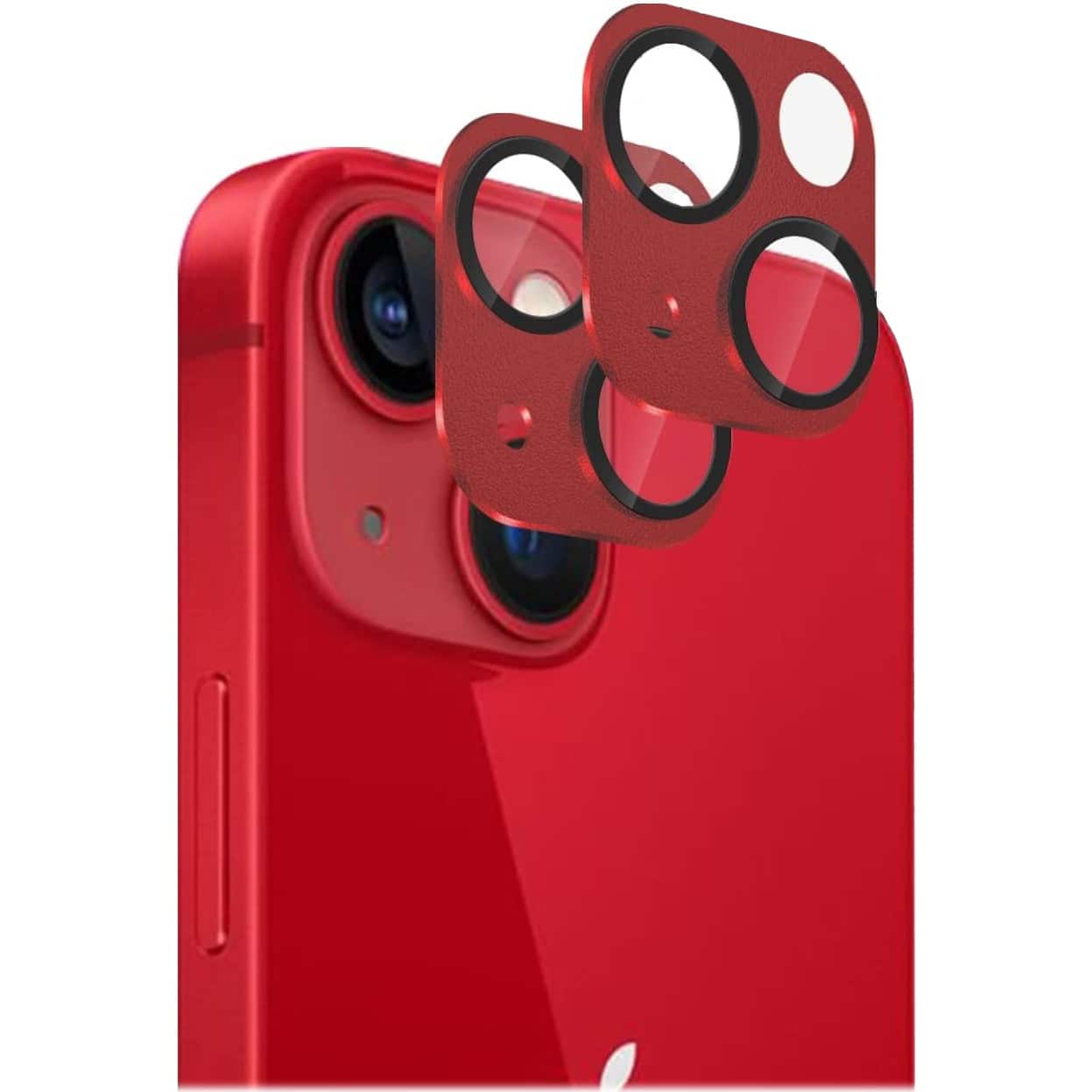 Angle. SaharaCase - ZeroDamage Camera Lens Protector for Apple iPhone 13 and iPhone 13 mini (2-Pack) - Red.